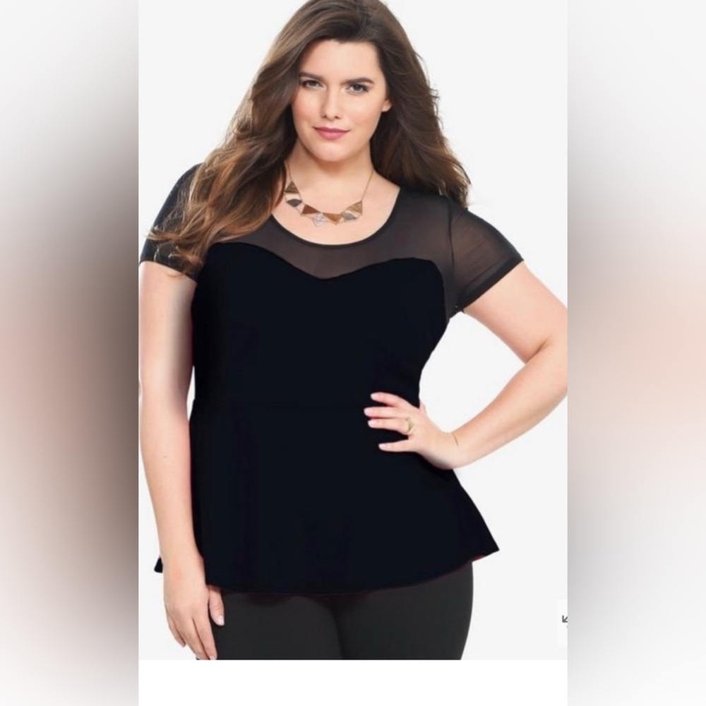 Torrid black mesh peplum yolk Top 1x